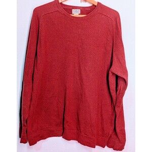 L.L Bean Sweater Mens XXL Reg Red Cotton Cashmere Long Sleeve Crew Neck (640)